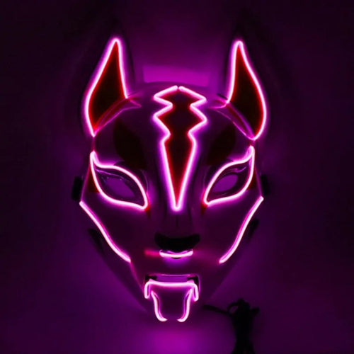 Neon LED Luminous Clown Mask with EL Wire - Halloween Carnival Costume