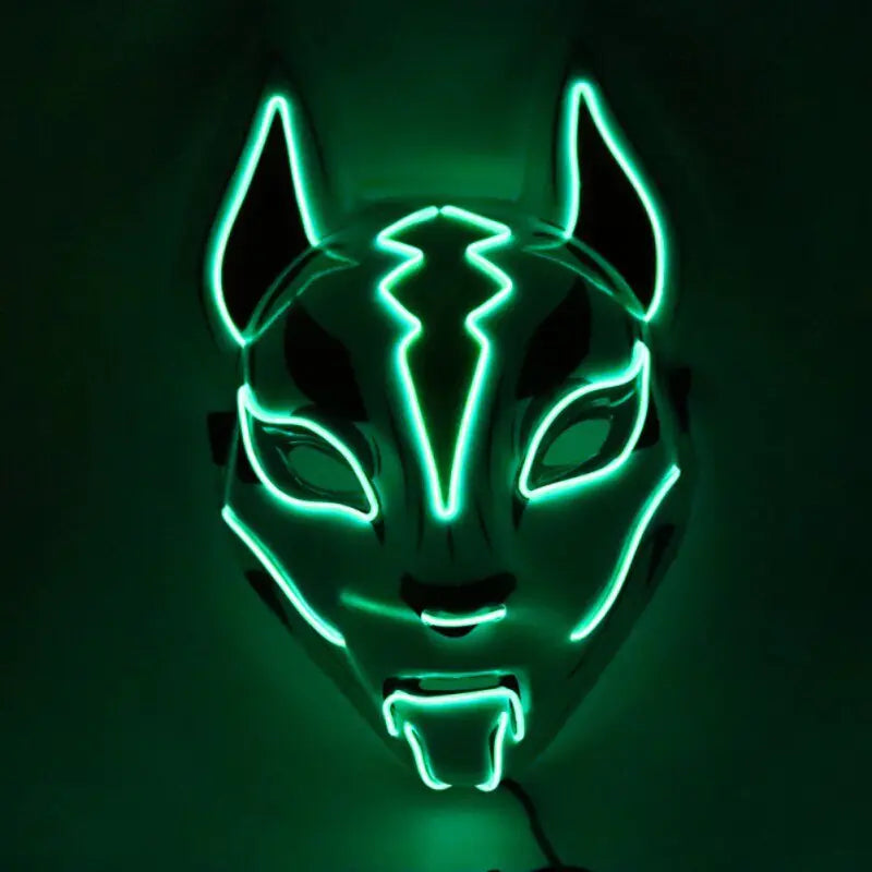 Neon LED Luminous Clown Mask with EL Wire - Halloween Carnival Costume