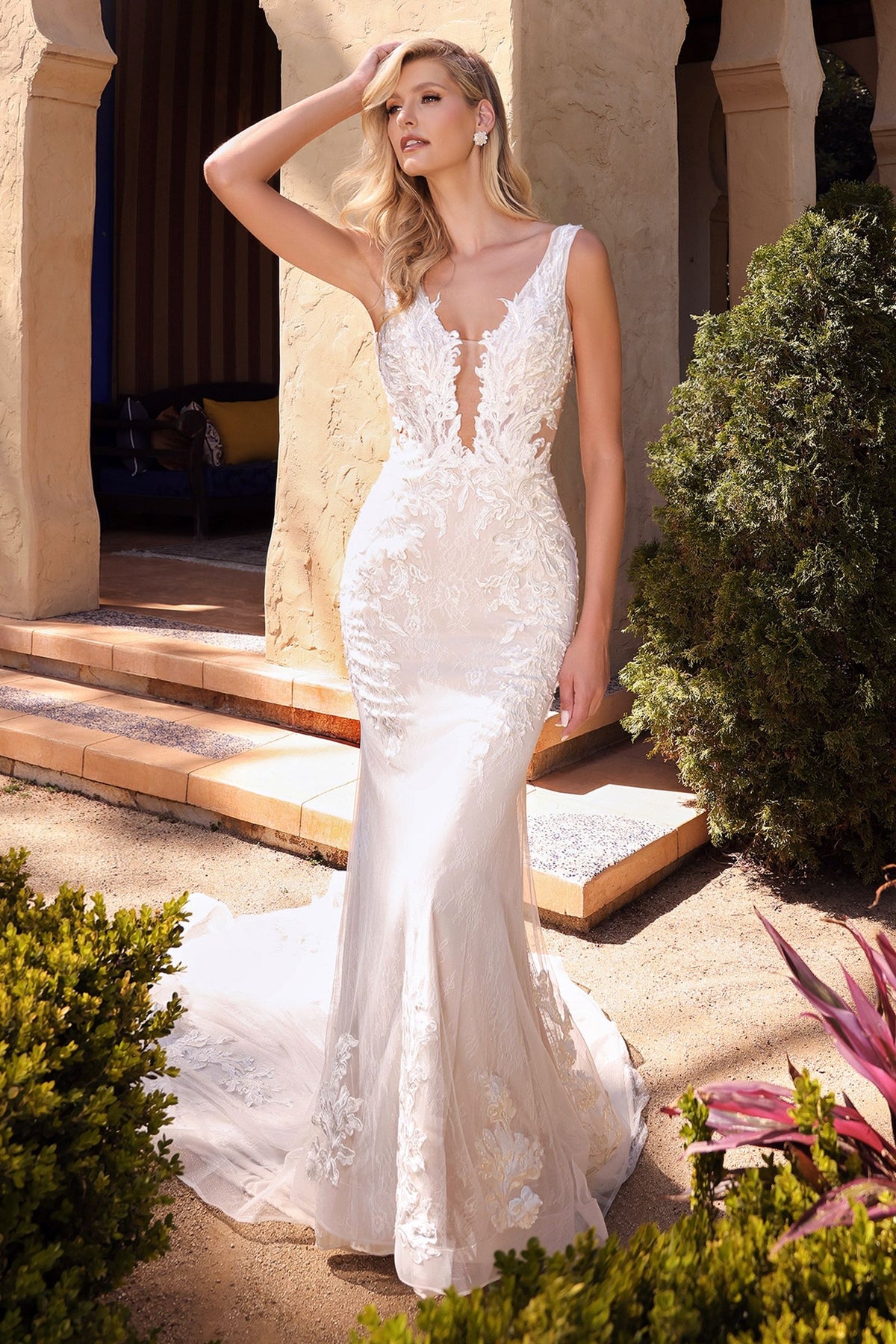 Avery Lace Illusion V-Neck Wedding Dress