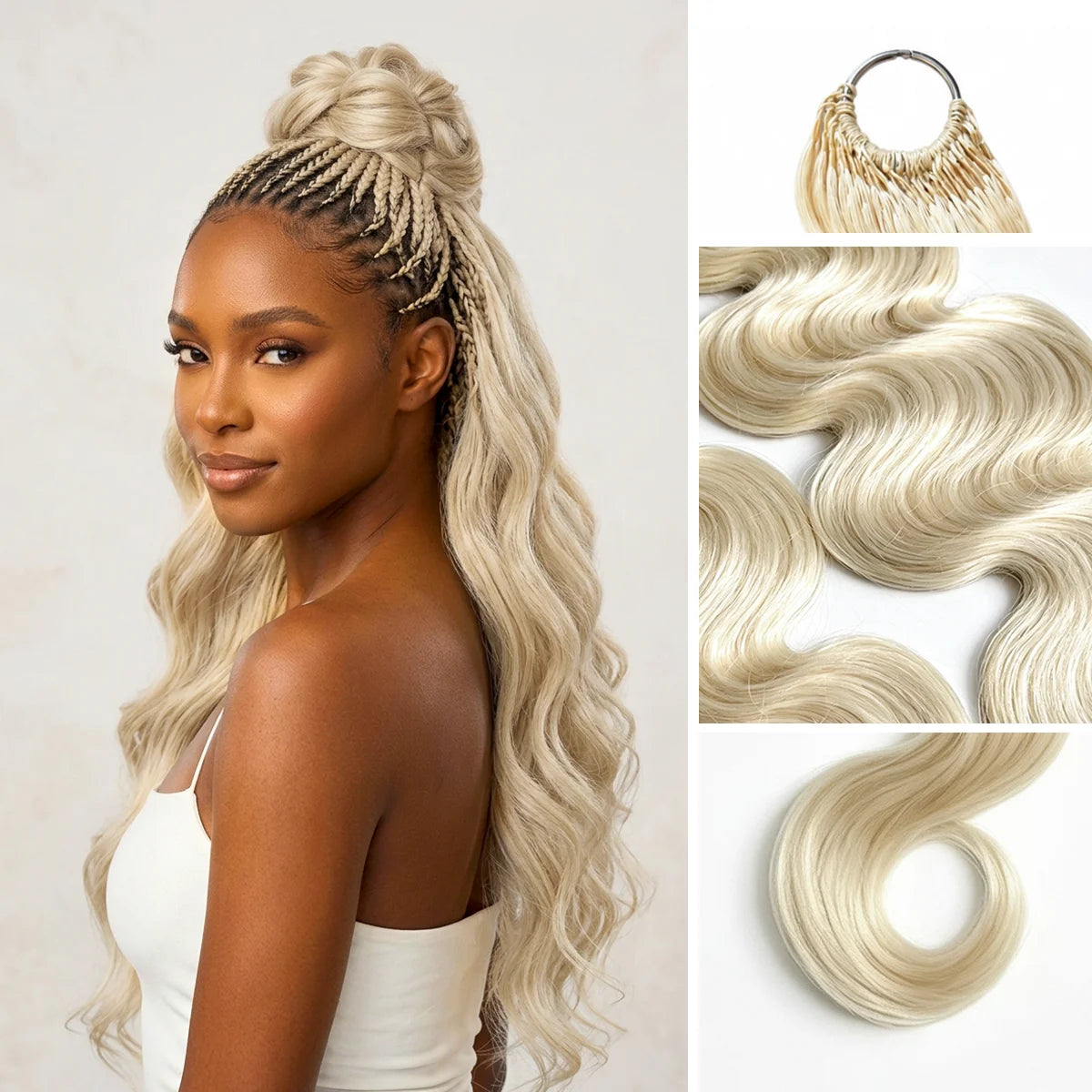 613 Blonde Body Wave Human Hair Pre-Separated Virgin Remy Crochet Hair for Boho Braids Invisible Knotless Braiding Hair Extensions for Black Women