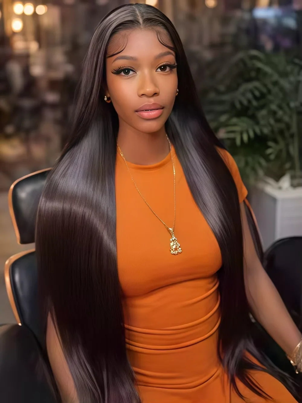 200% Density Bone Straight 7x6 HD Transparent Lace Frontal Wig 42 46 Inch Brazilian Natural Color Straight Human Hair Wig 7x6 HD Transparent Full Frontal Lace Pre Plucked Long Wigs For Women 40 46 Inch