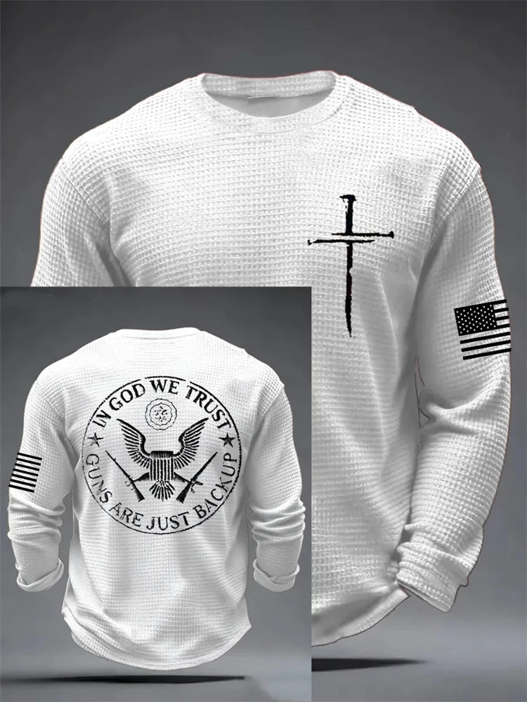 Fall 2026 Men's Long-Sleeve 3D Cross Print Breathable And Comfortable Casual Long-Sleeve T-Shirt—Stylish Outdoor Men's Apparel