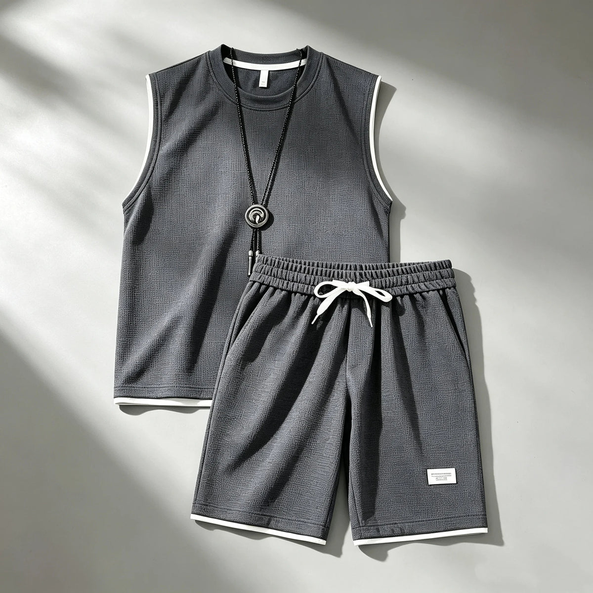 Summer men's vest sets high quality Gym jogging sportswear set Mesh quick drying fashion casual Vest + Shorts 2 piece set 3XL