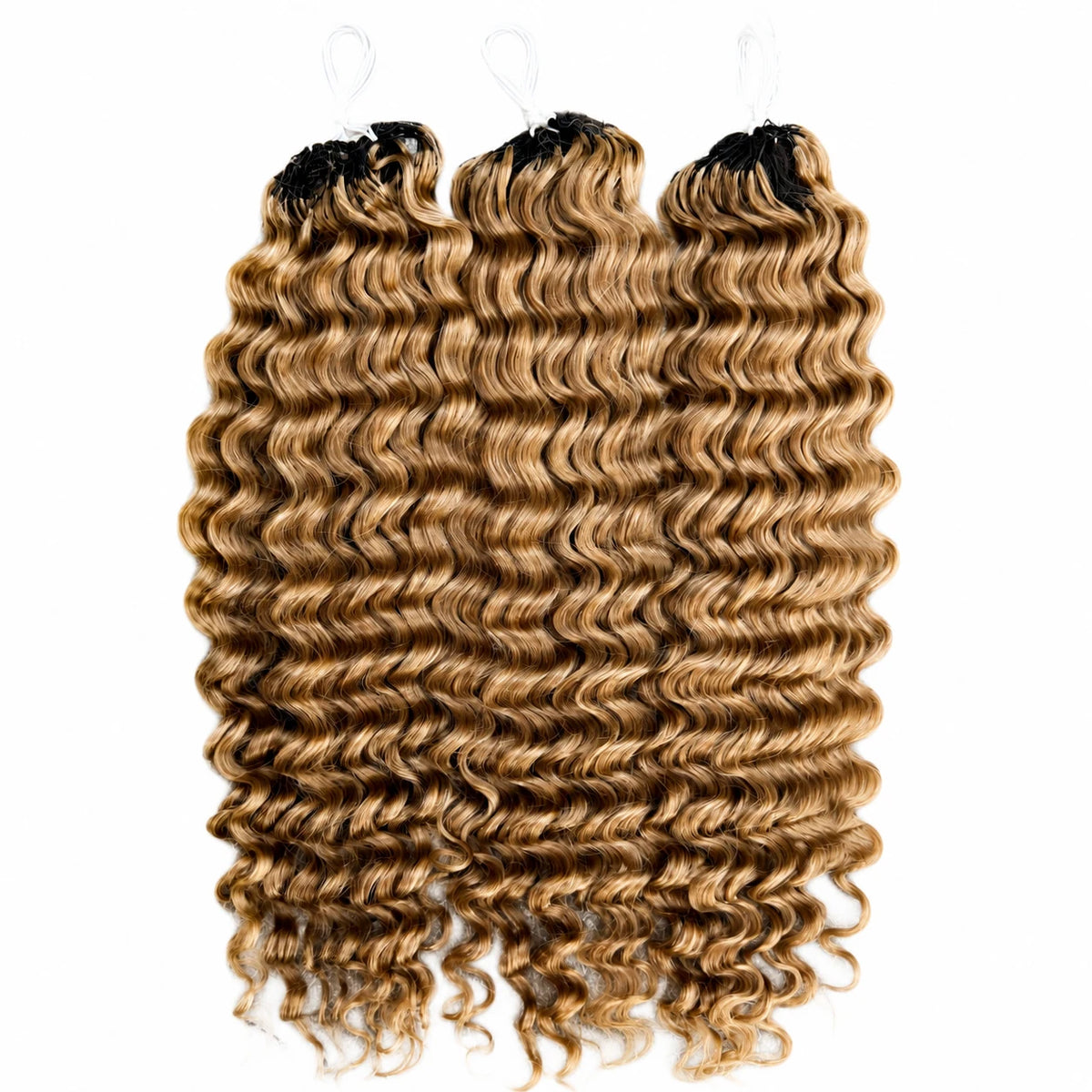 Deep Wave Crochet Hair #27 Color Human Hair Extensions Feather Miracle Knots Pre Separated Knotless Braiding Hair With String Soft Natural Curls Boho Crochet Braids Lightweight Reusable Hair For Women