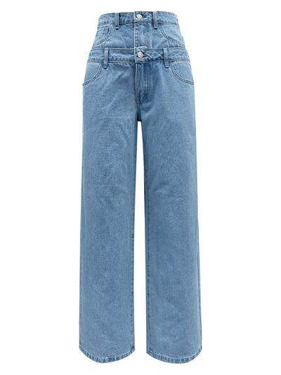 Faux Layered High Waist Jeans for Chic Everyday Style