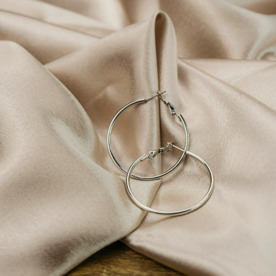 40MM Gold Large Round Dainty Minimal Pipe Threader Statement Hoop