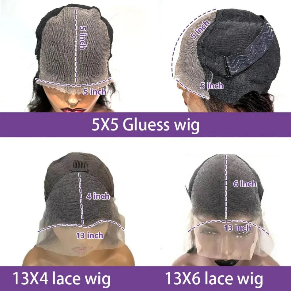 Glueless Bone Straight Human Hair Wigs 220 Density 13X4 13X6 HD Transparent Lace Frontal Wig Natural Black For Women 5X5 HD Lace Closure Wig 40 Inch
