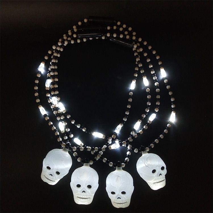 Flashing Skeleton Skulls Necklace - Halloween Party Lights
