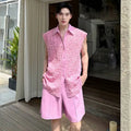 LUZHEN Tank Three-dimensional Patchwork Design Sleeveless 2025 Tops Summer Men's Elegant Handsome Shorts Two-piece Sets