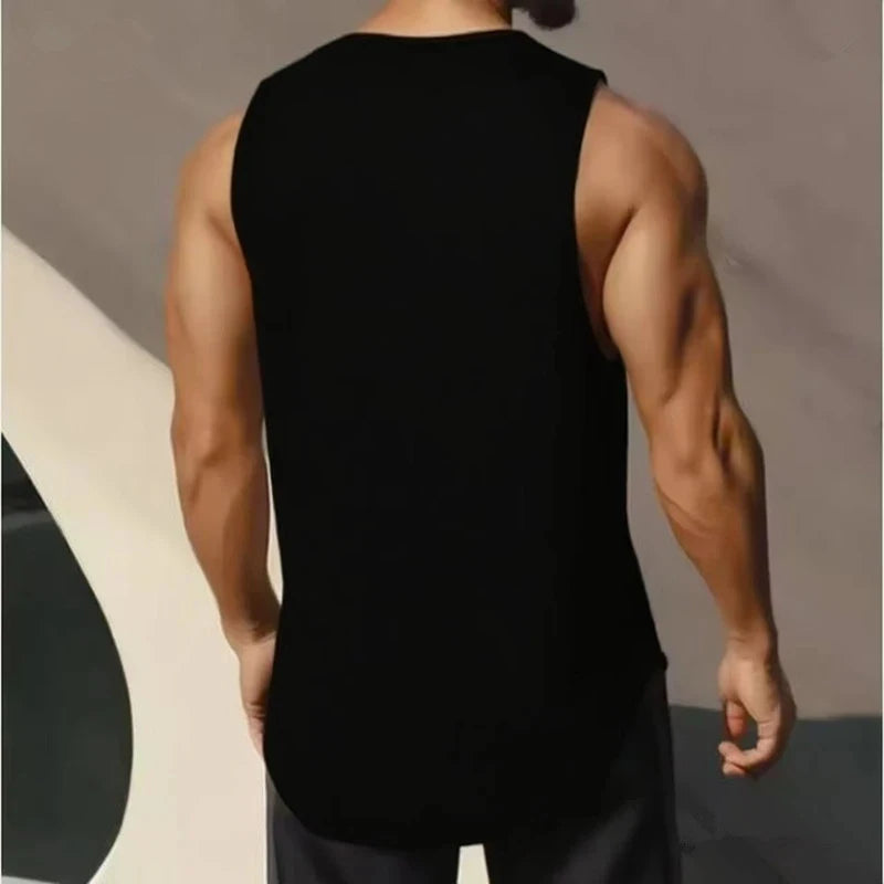 Men's Graffiti Letter Print 2-Piece Tracksuit, Sleeveless Muscle Tank Top with Drawstring Shorts, Casual Urban Sportswear