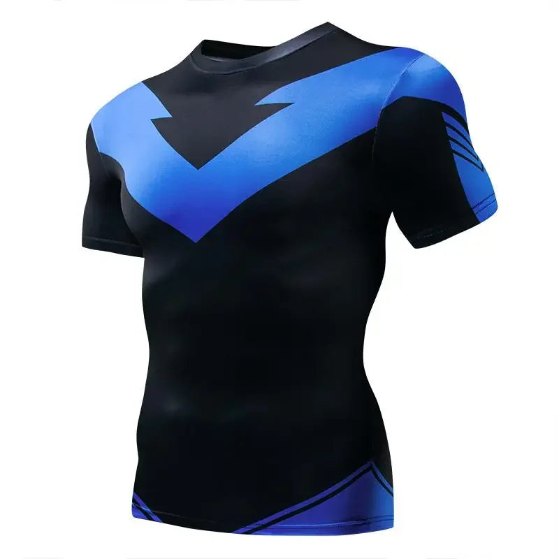 Compression T-Shirts Sportswear Gym Rash Guard Boxing Training Sports Tops 3D Nightwing Men T Shirt Running Quick-Dry Shirts Men