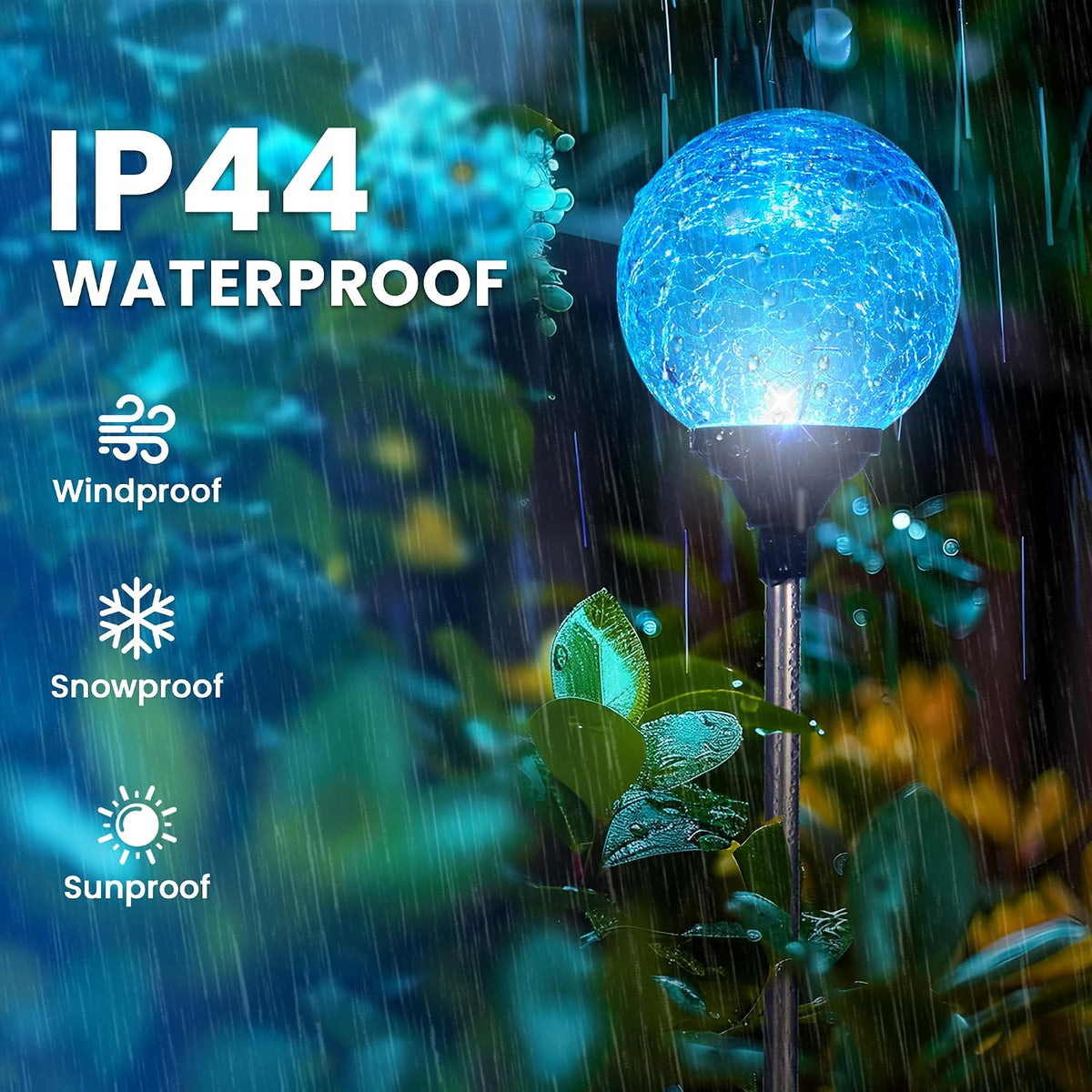 6 Pack Solar Garden Lights, Color Changing Glass Ball Design
