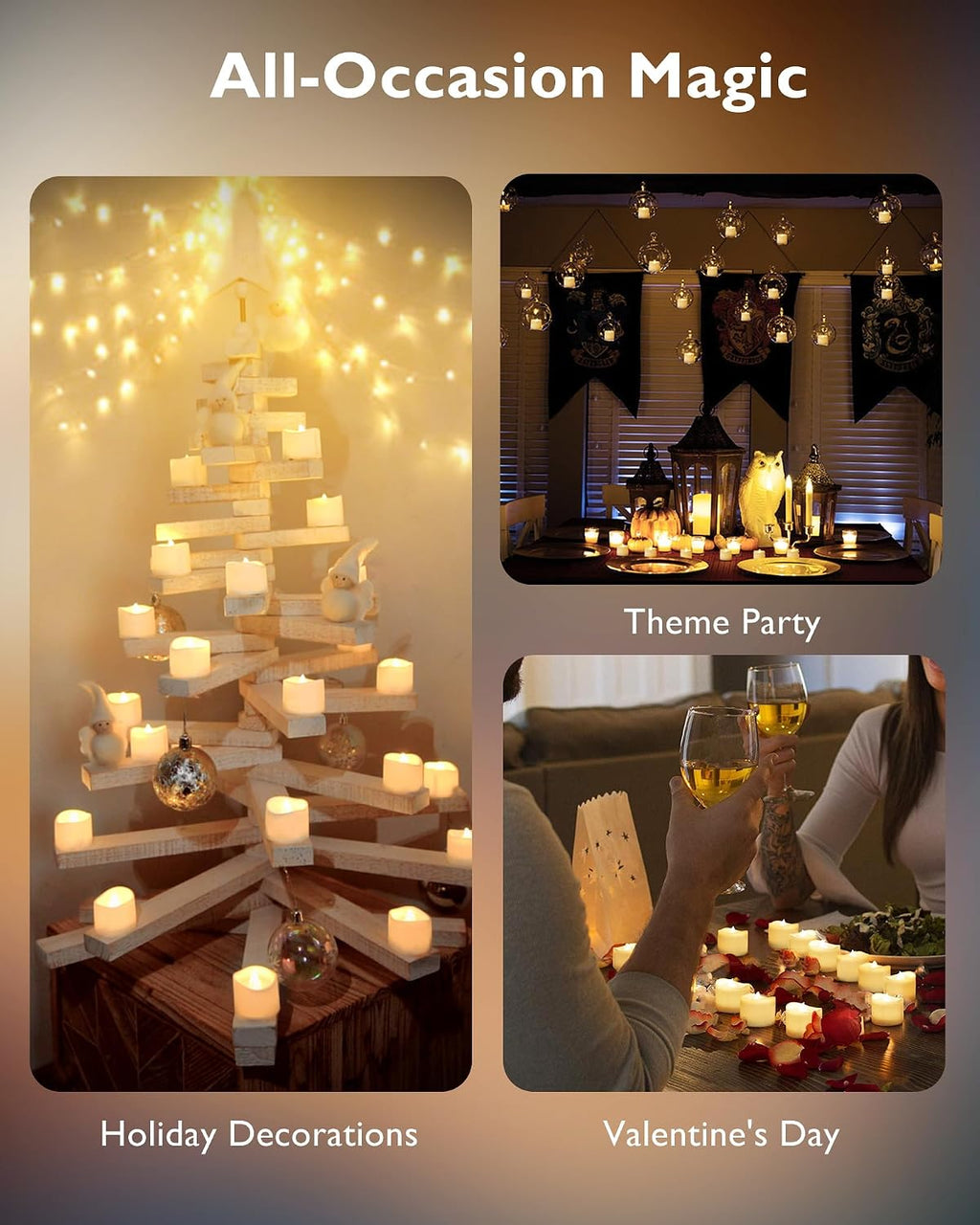 24 Pack Flickering LED Tea Lights – Flameless Battery Operated Candles