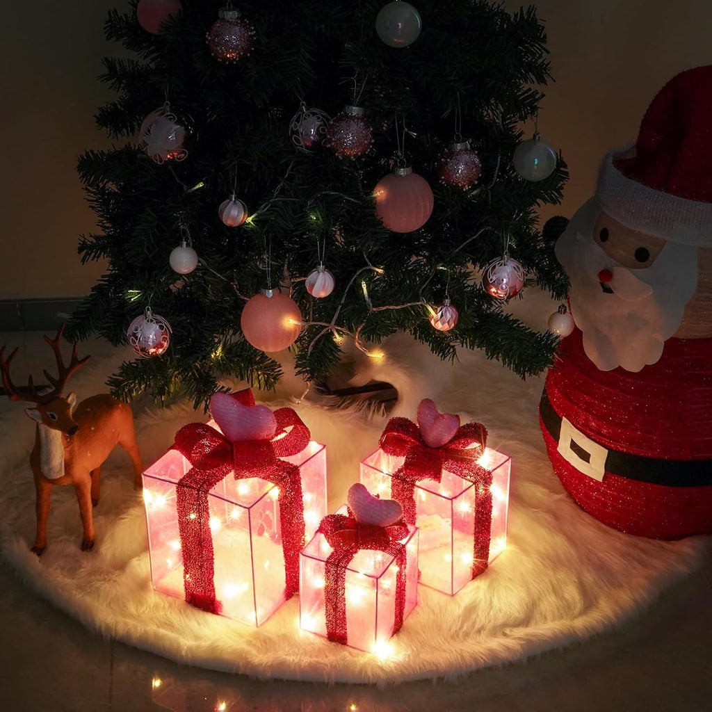 Set of 3 Christmas Lighted Gift Boxes