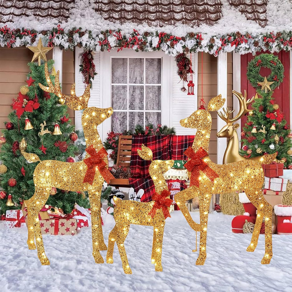 3-Piece Lighted Christmas Deer Family Set