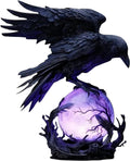 Gothic Raven Table Lamp with Purple Orb