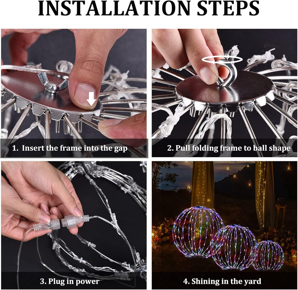 Set of 3 Outdoor Christmas Light Balls