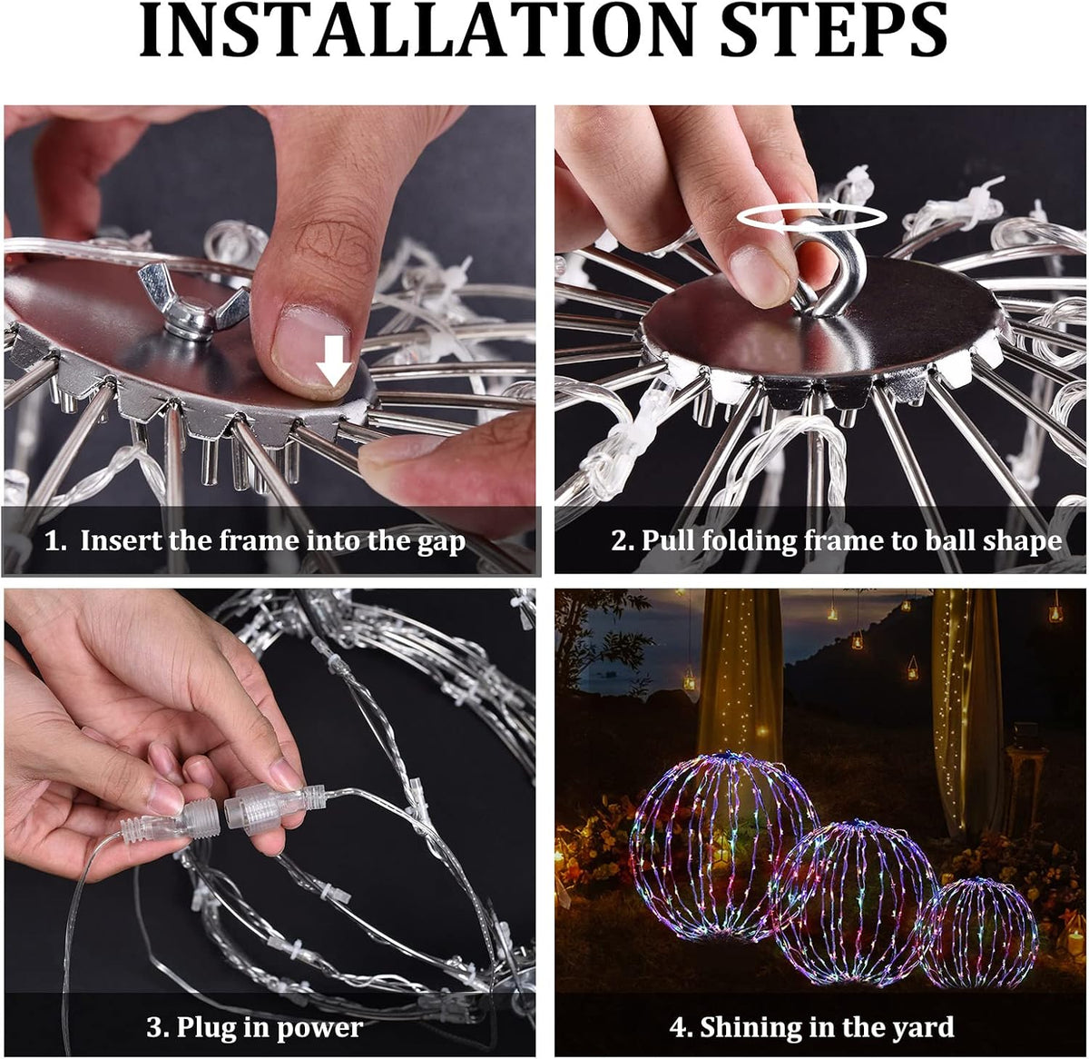 Set of 3 Outdoor Christmas Light Balls
