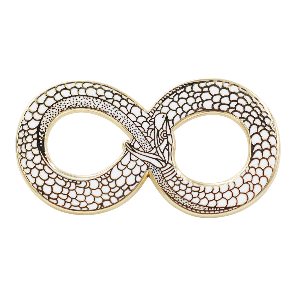 Ouroboros Halloween Costume Accessory - Occult Black & Gold Enamel Pin