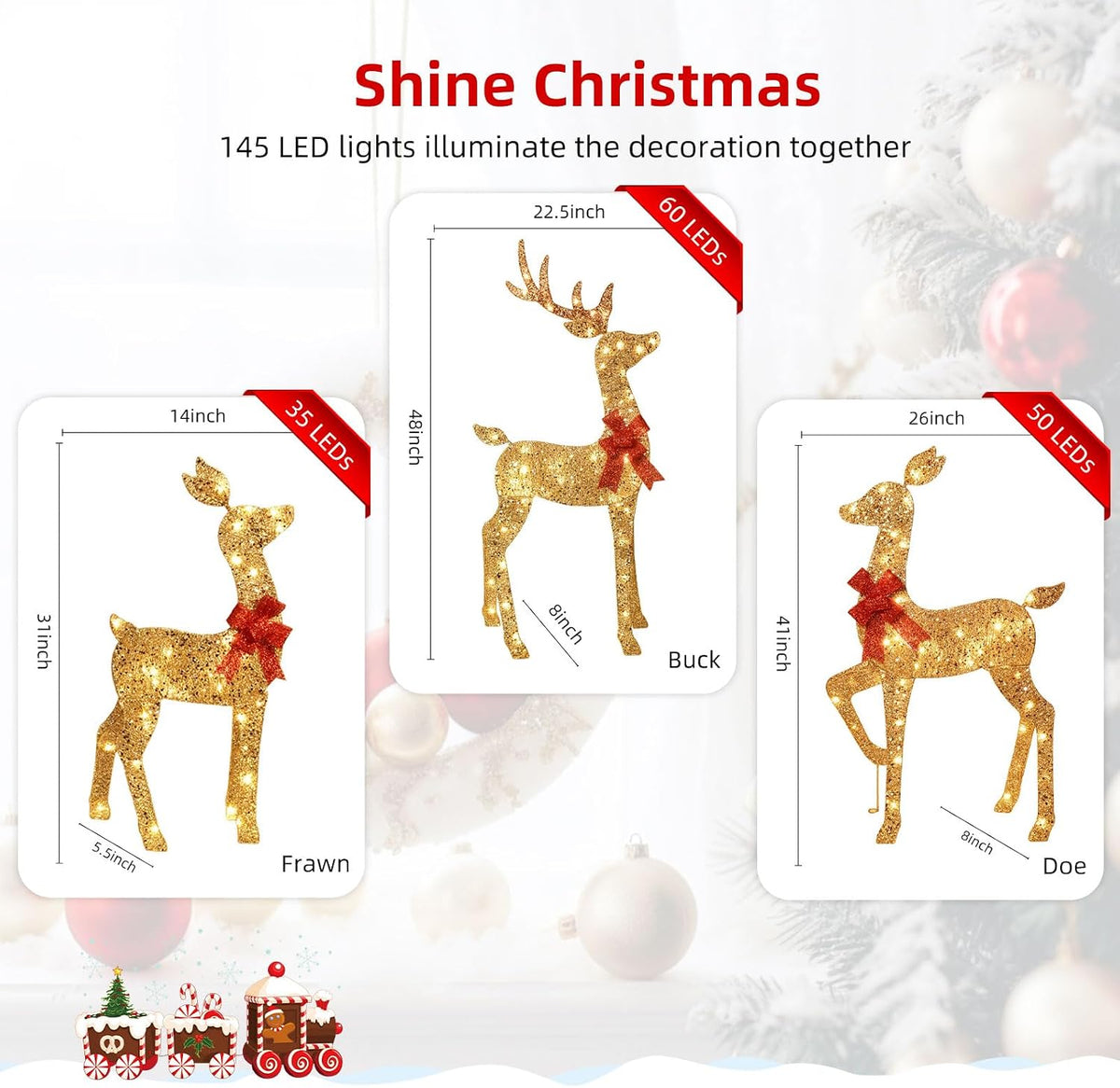3-Piece Lighted Christmas Deer Family Set