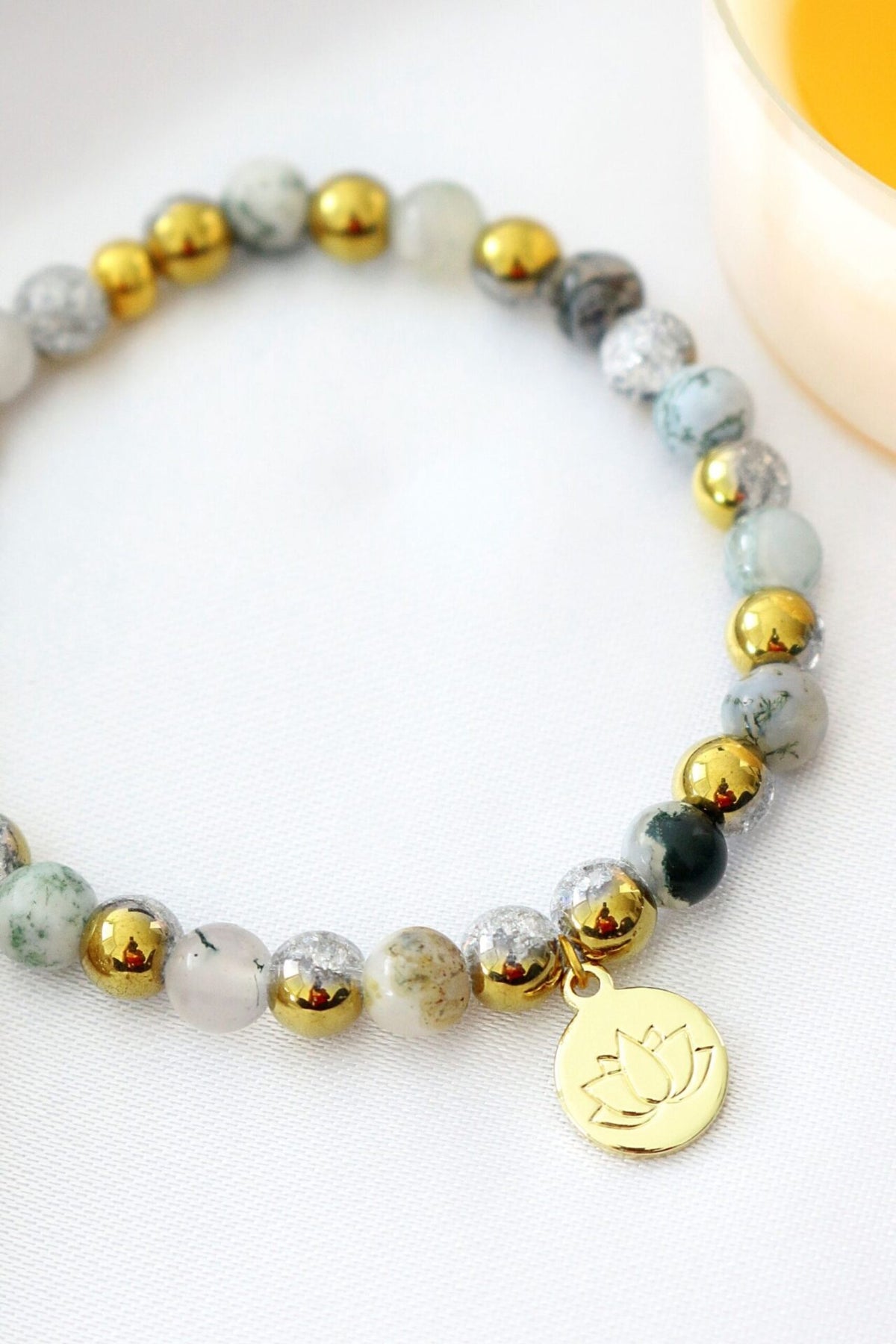 Mossy Agate Elastic Bracelet