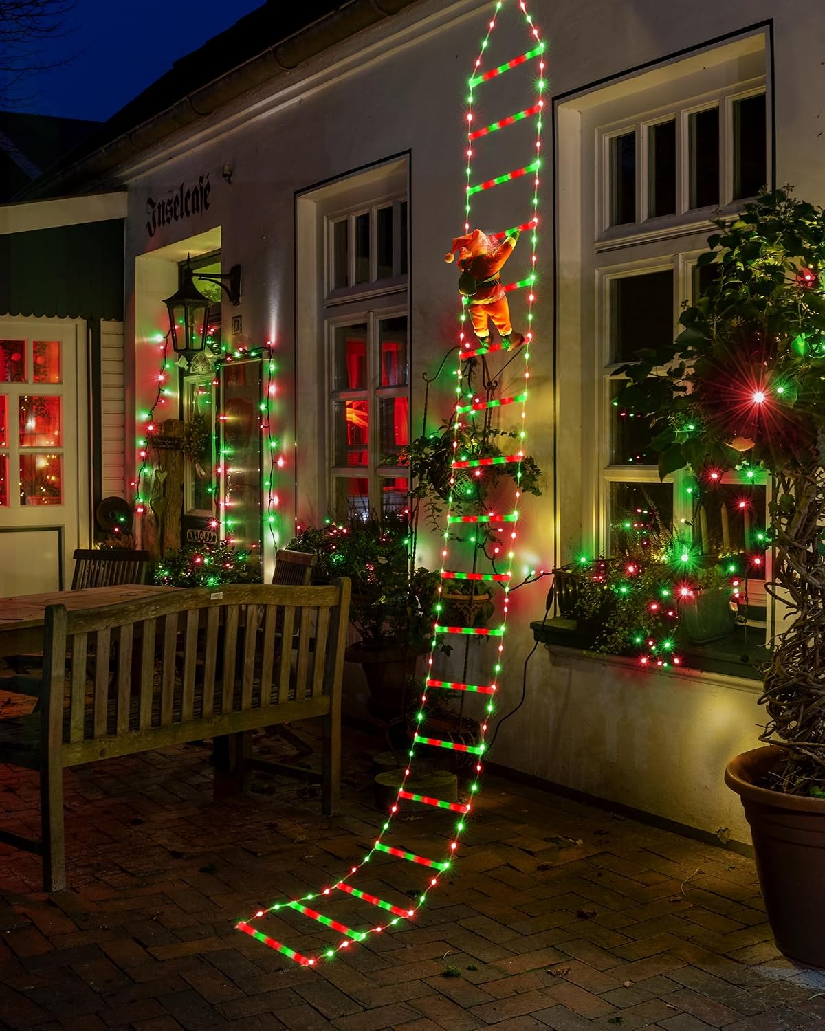 10ft Lighted Christmas Ladder with Santa Claus