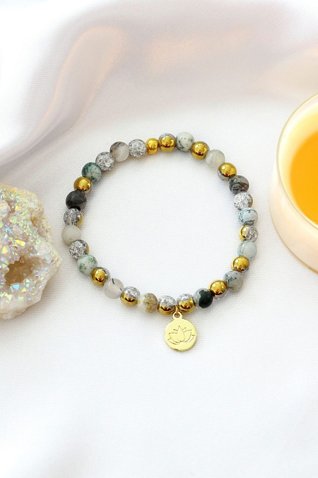 Mossy Agate Elastic Bracelet