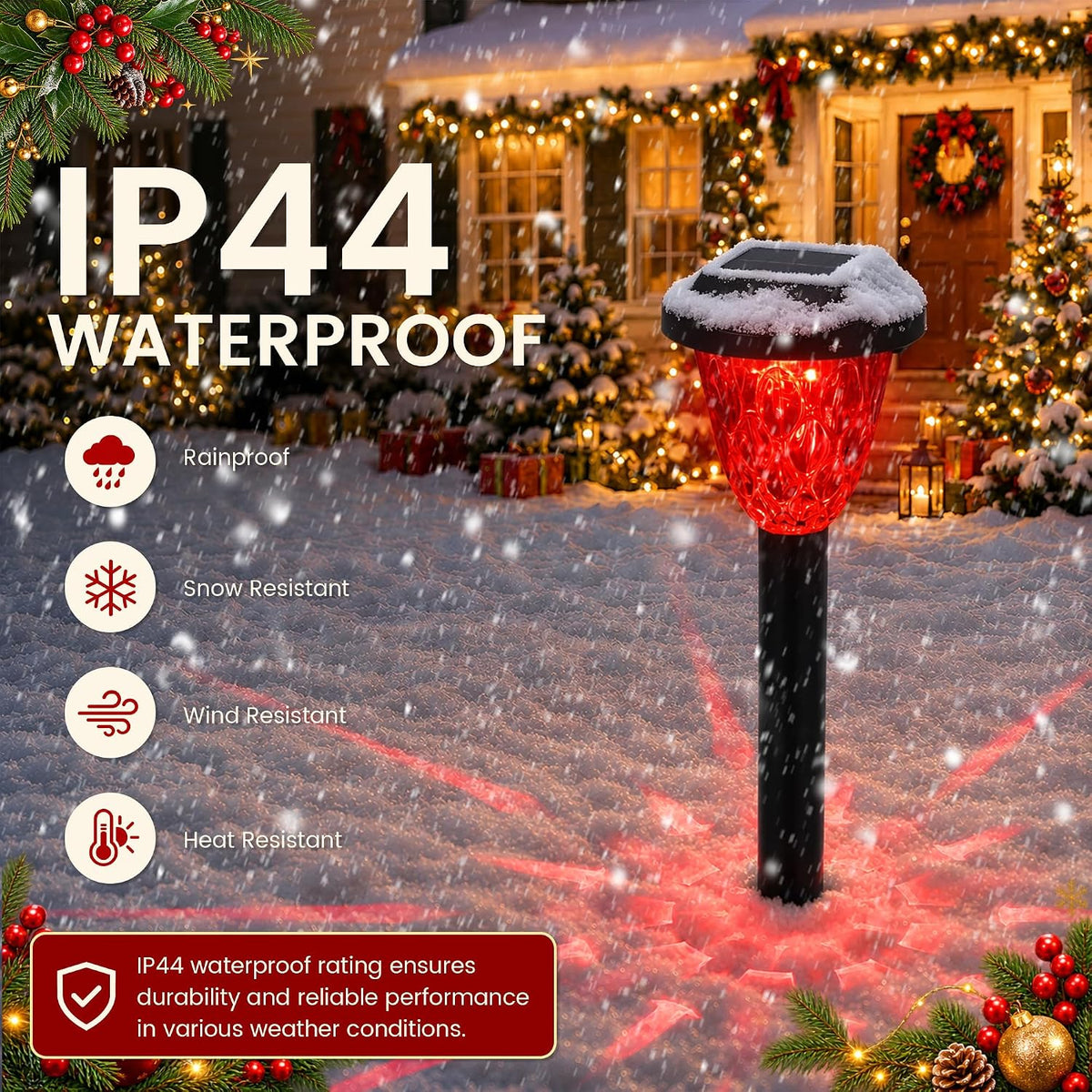 10 Pack Solar Christmas RGB Pathway Lights Outdoor
