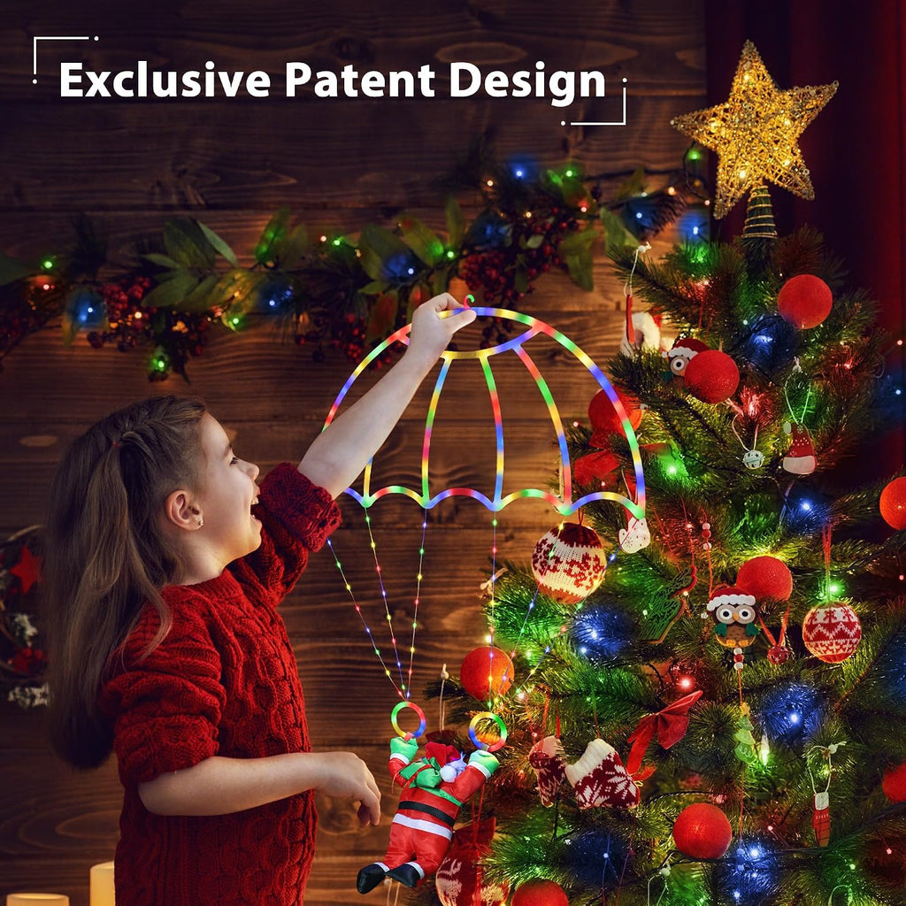2.8FT Christmas Parachute Lights with Santa
