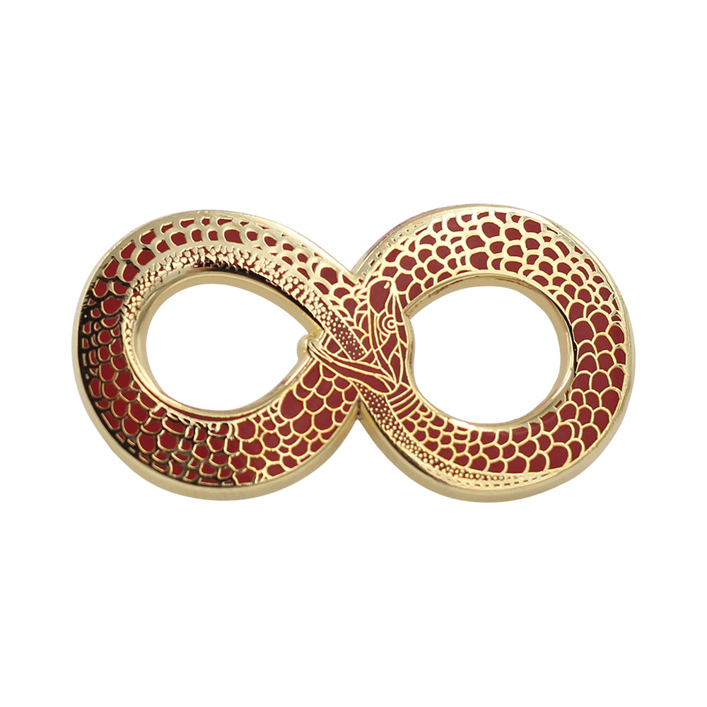 Ouroboros Halloween Costume Accessory - Occult Black & Gold Enamel Pin