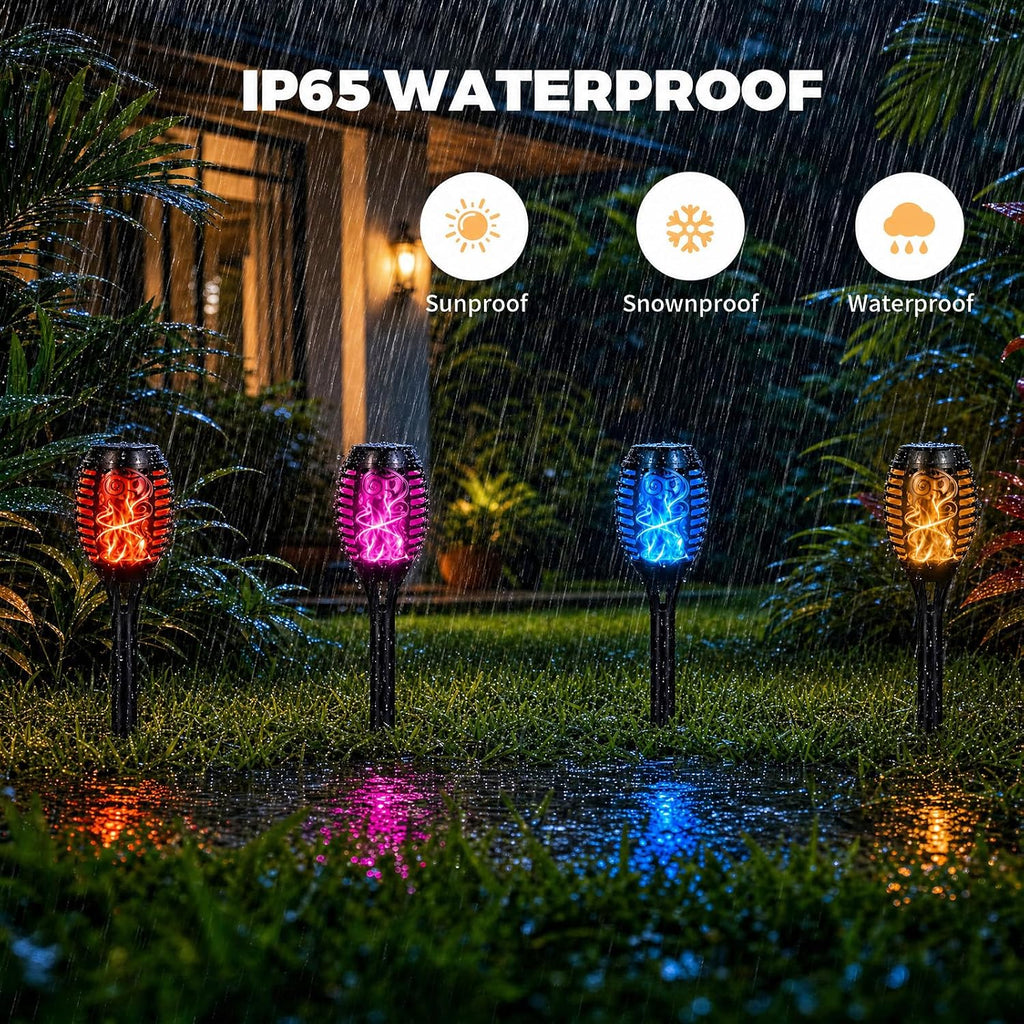 8 Pack Solar Multicolor Flickering Flame Torch Lights