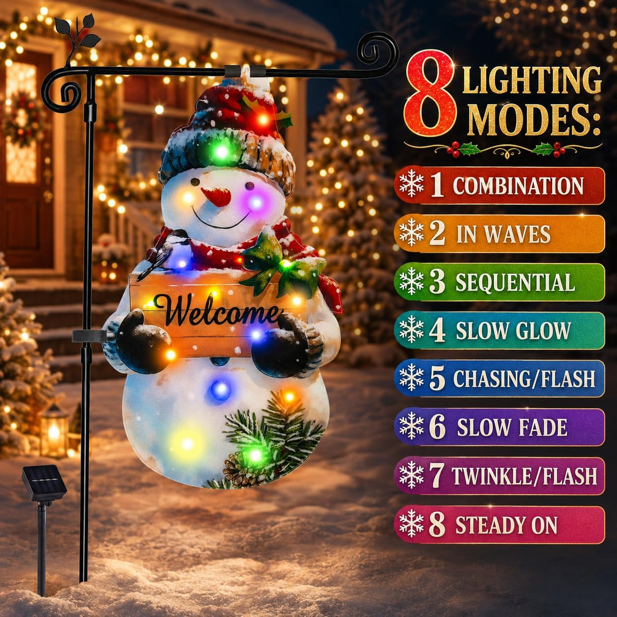 Lighted Christmas Snowman Garden Flag