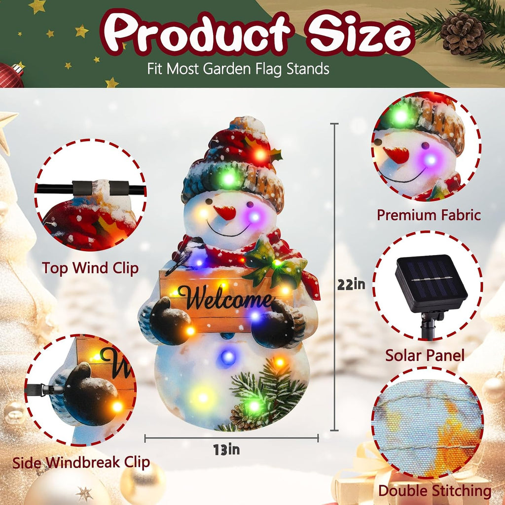 Lighted Christmas Snowman Garden Flag