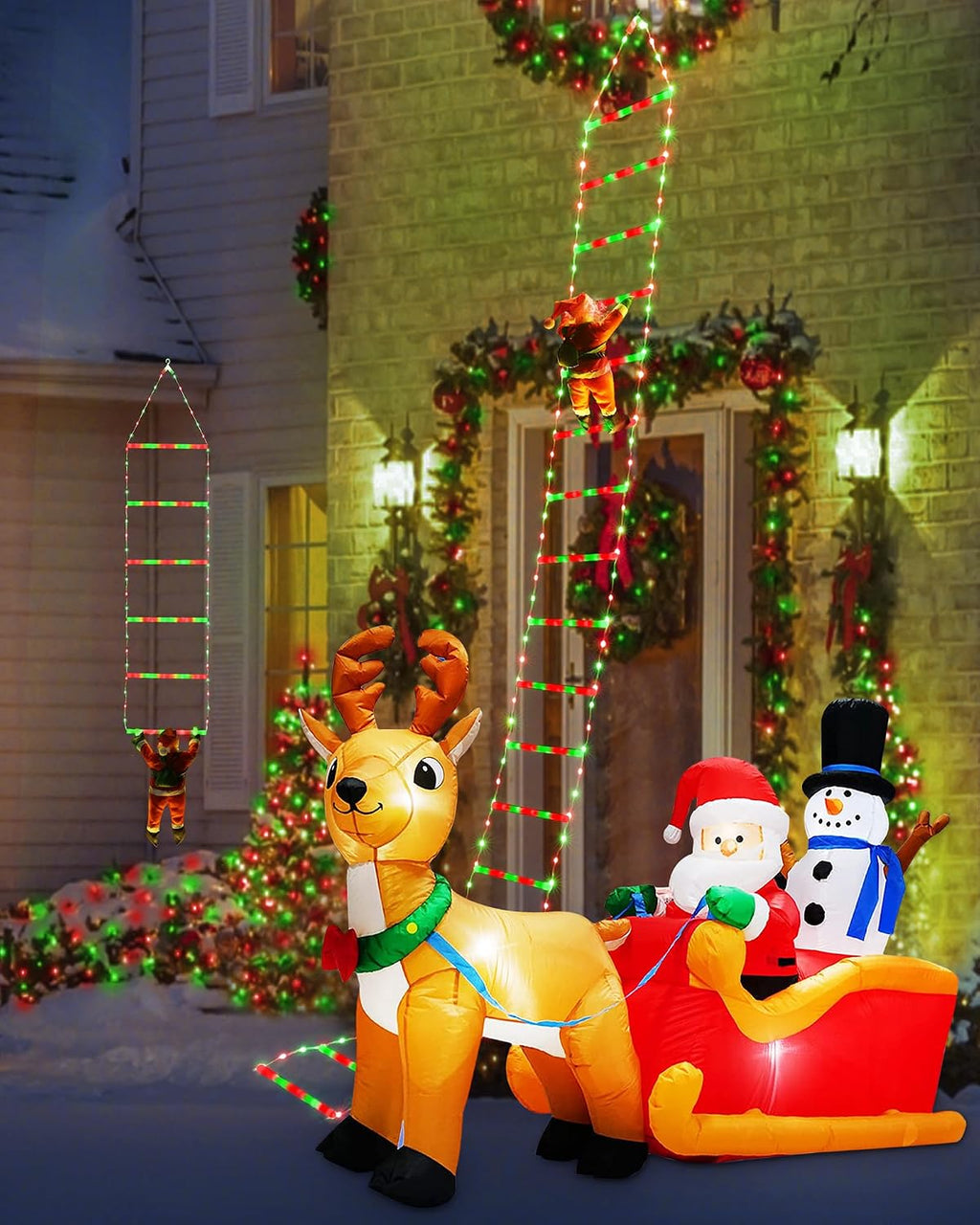 10ft Lighted Christmas Ladder with Santa Claus