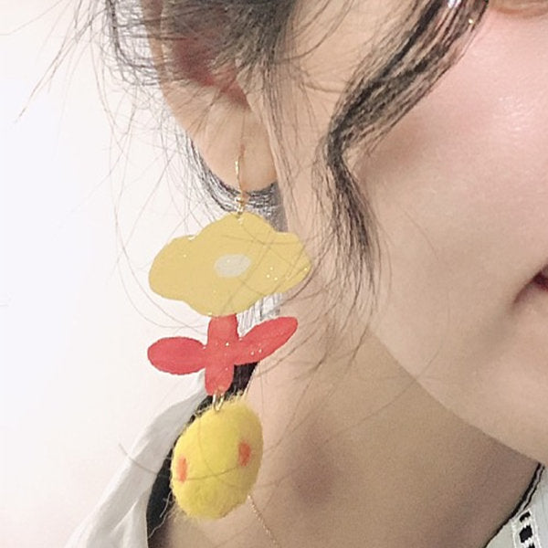Pop Of Yellow Floral Earrings