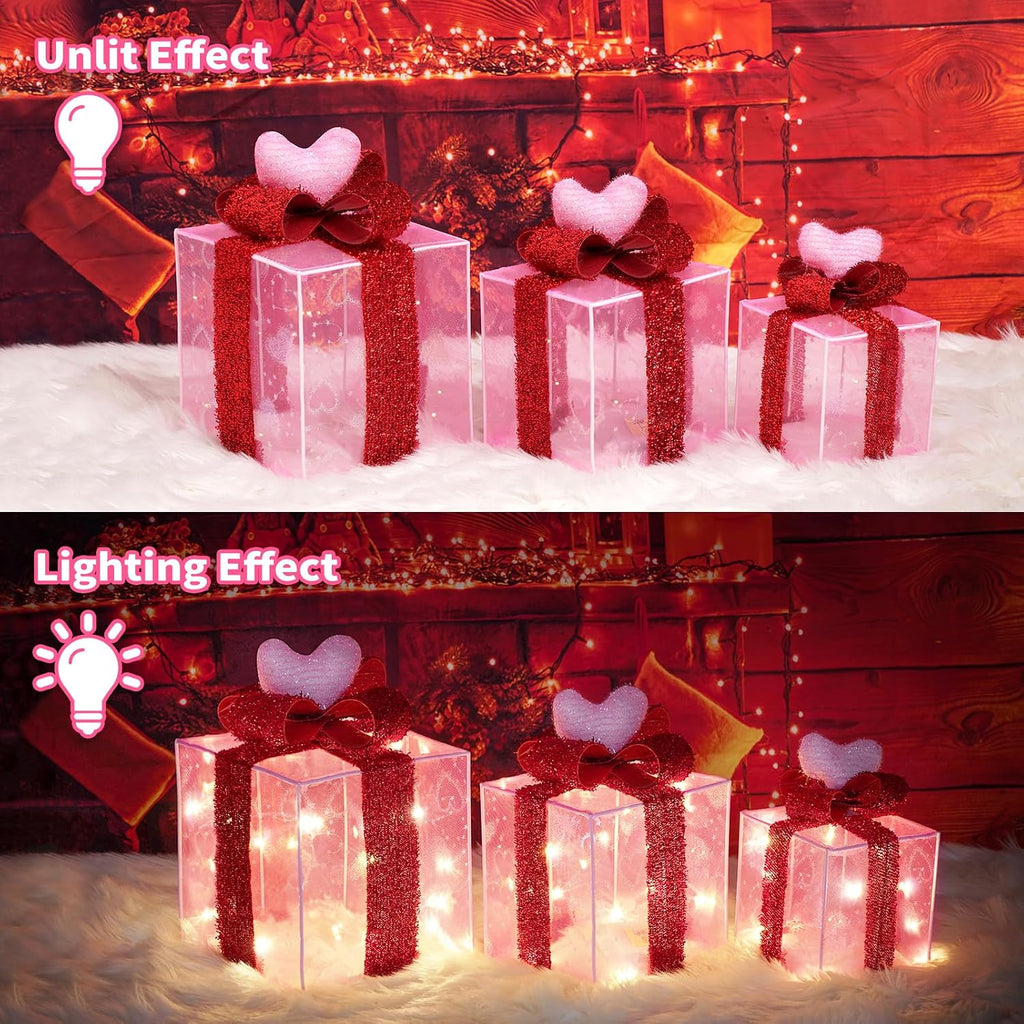 Set of 3 Christmas Lighted Gift Boxes