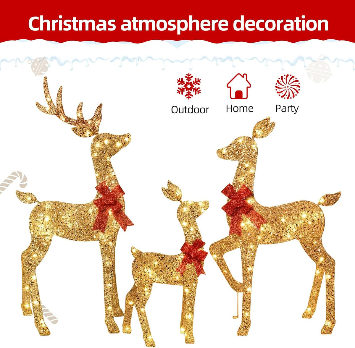 3-Piece Lighted Christmas Deer Family Set