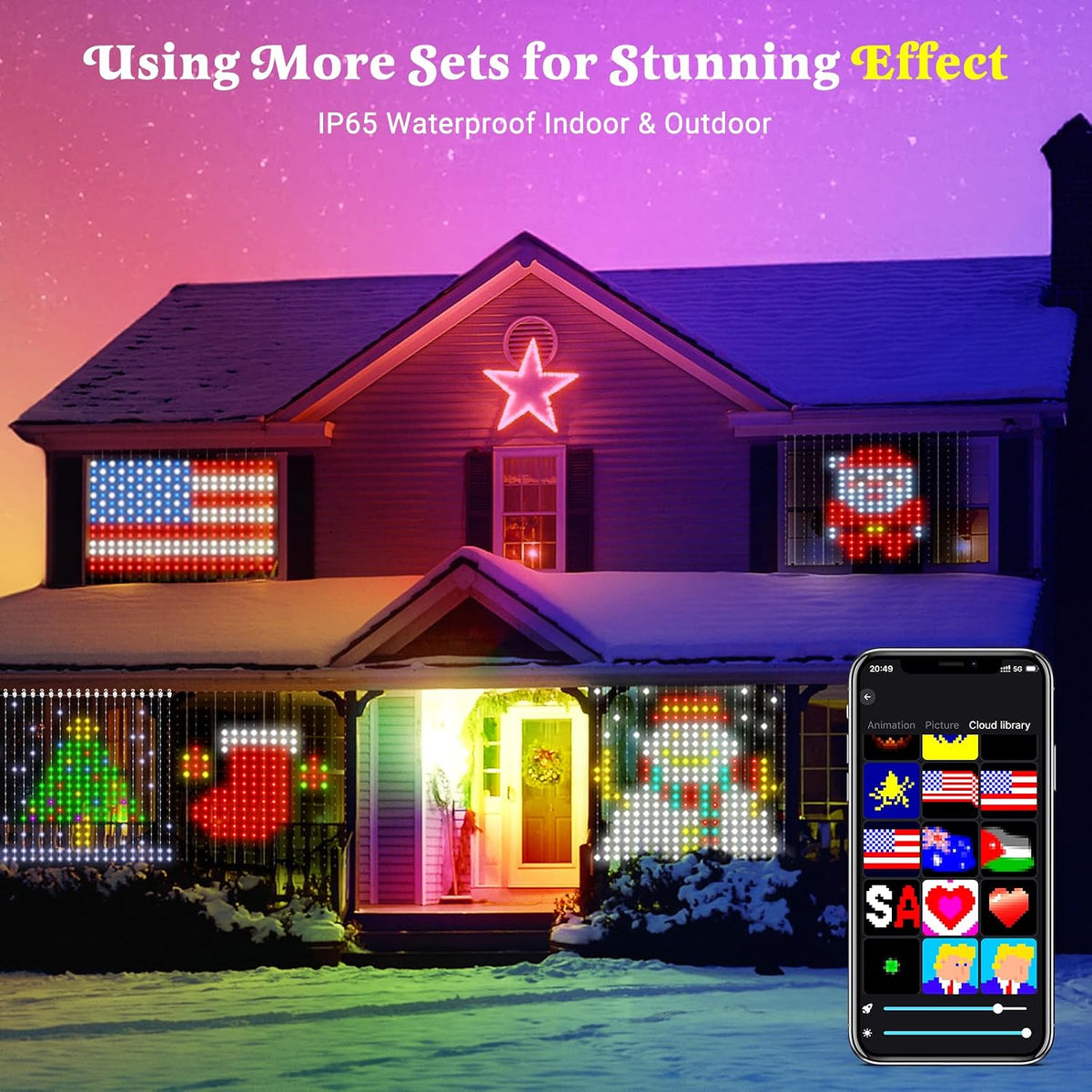 Smart Curtain Lights 400 LED, 6.6 x 6.6 FT