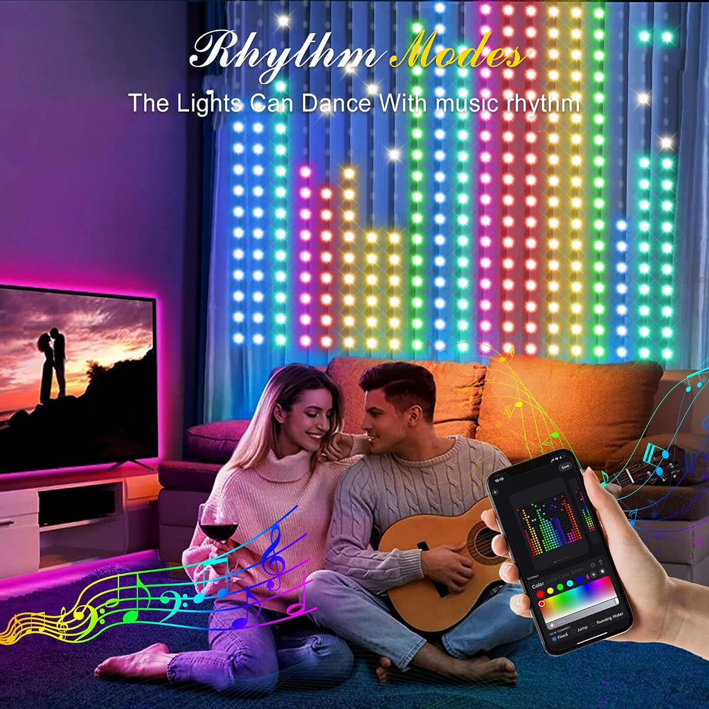 Smart Curtain Lights 400 LED, 6.6 x 6.6 FT