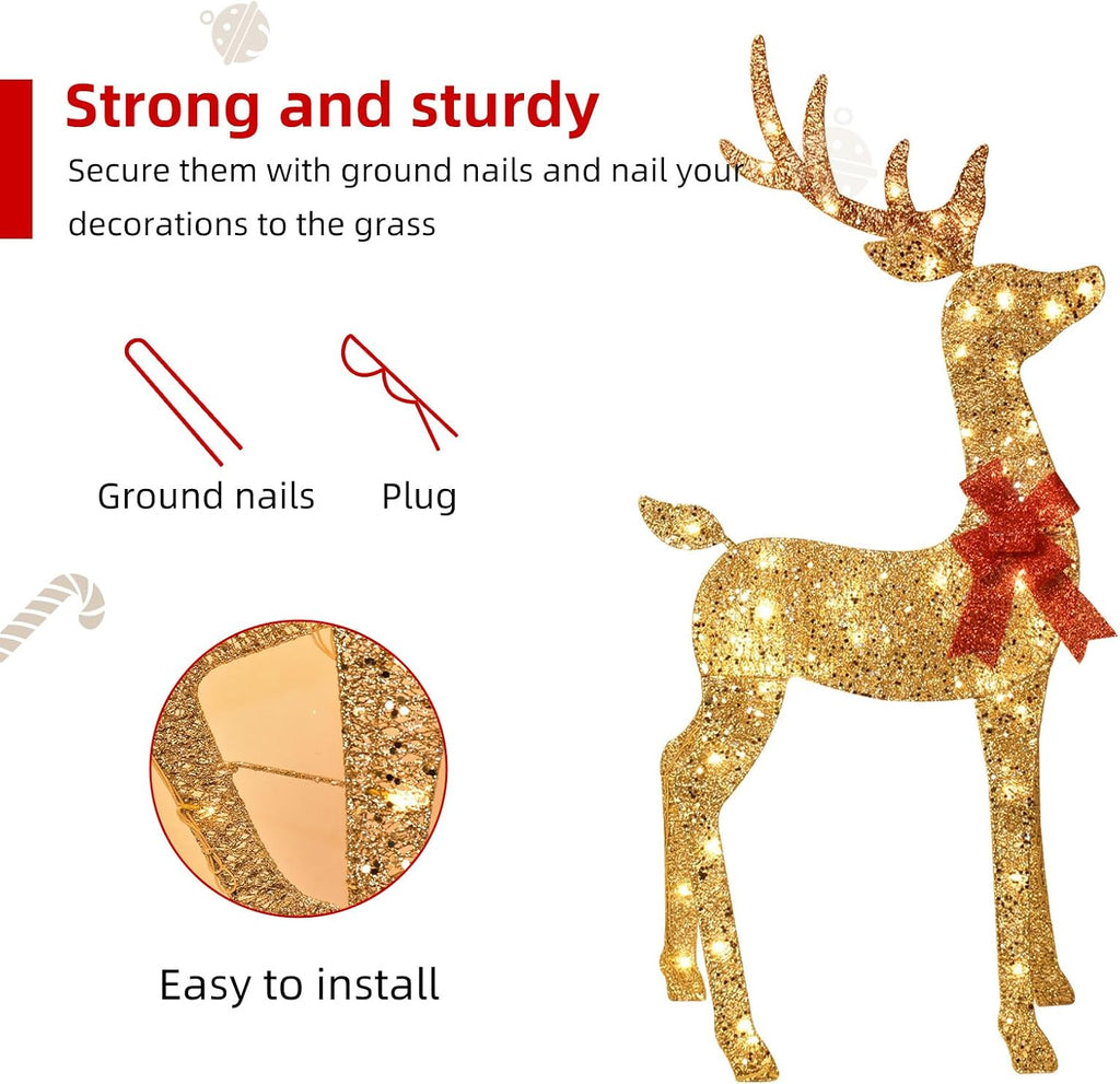 3-Piece Lighted Christmas Deer Family Set