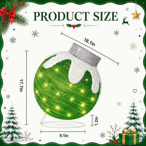 2 Pcs Outdoor Lighted Christmas Ball Ornaments
