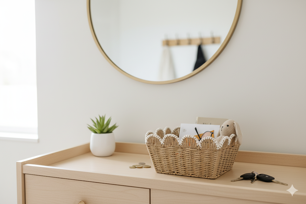 Woven Paper Rope Basket: Scalloped Edge, Boho Nursery Storage