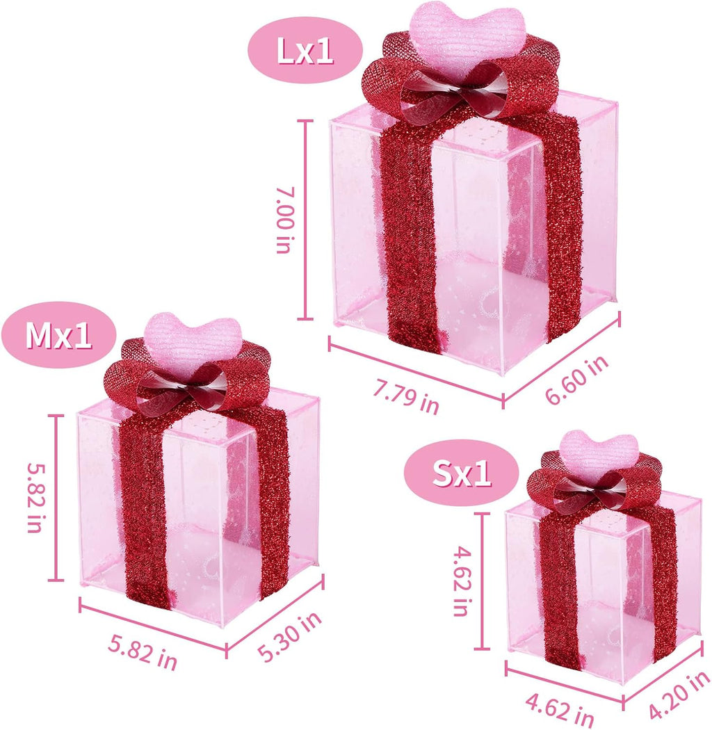 Set of 3 Christmas Lighted Gift Boxes