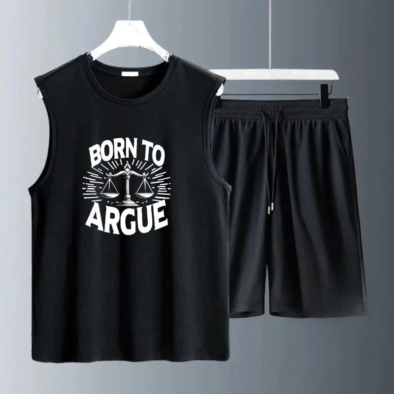 Men's Tank Top Sets 2026 Summer Quick drying sports seaside beach running Old money man oversize Breathable men's sports suit