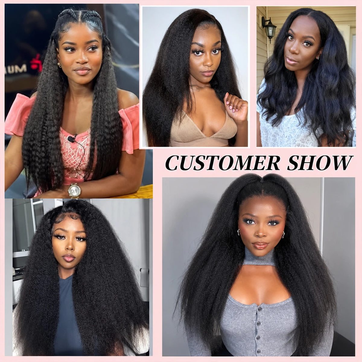 Kinky Straight Human Hair Crochet for Women Feather Hair Extensions Pre-Separated Lightweight Reusable Invisible Knots Natural Black Crochet Human Hair Bundles