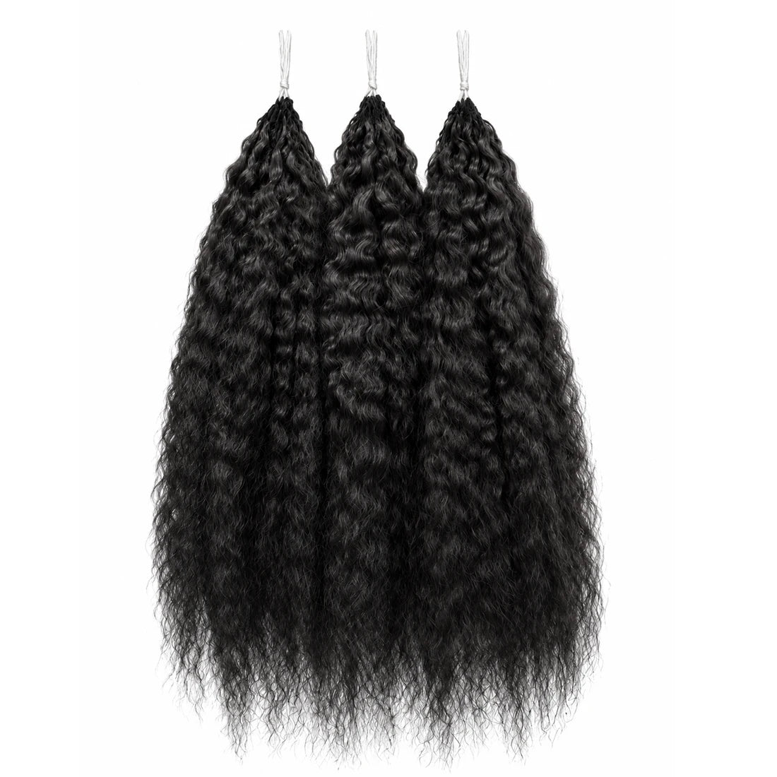 Kinky Straight Human Hair Crochet for Women Feather Hair Extensions Pre-Separated Lightweight Reusable Invisible Knots Natural Black Crochet Human Hair Bundles