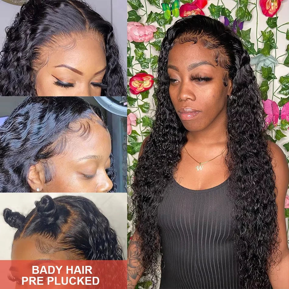 13x4 HD Lace Frontal Wig 13x6 Curly Human Hair Wigs Water Wave Human Hair Wig 30 40 Inch Loose Deep Wave Brazilian Choice Black