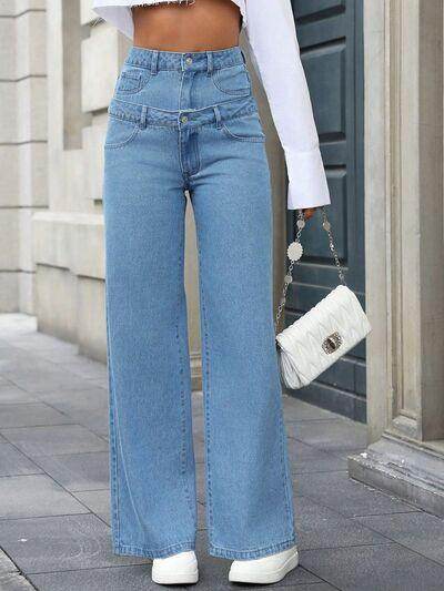 Faux Layered High Waist Jeans for Chic Everyday Style