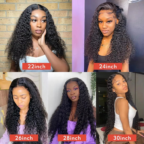 13x4 HD Lace Frontal Wig 13x6 Curly Human Hair Wigs Water Wave Human Hair Wig 30 40 Inch Loose Deep Wave Brazilian Choice Black