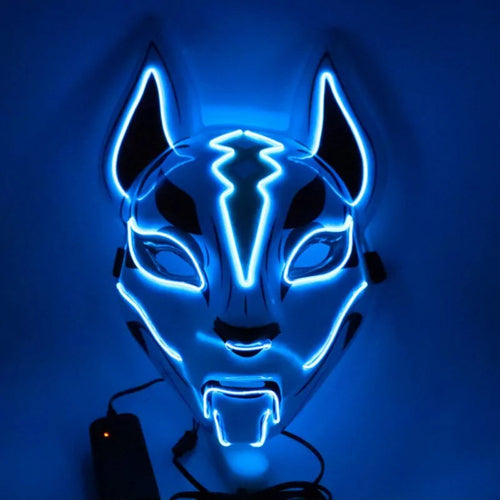 Neon LED Luminous Clown Mask with EL Wire - Halloween Carnival Costume